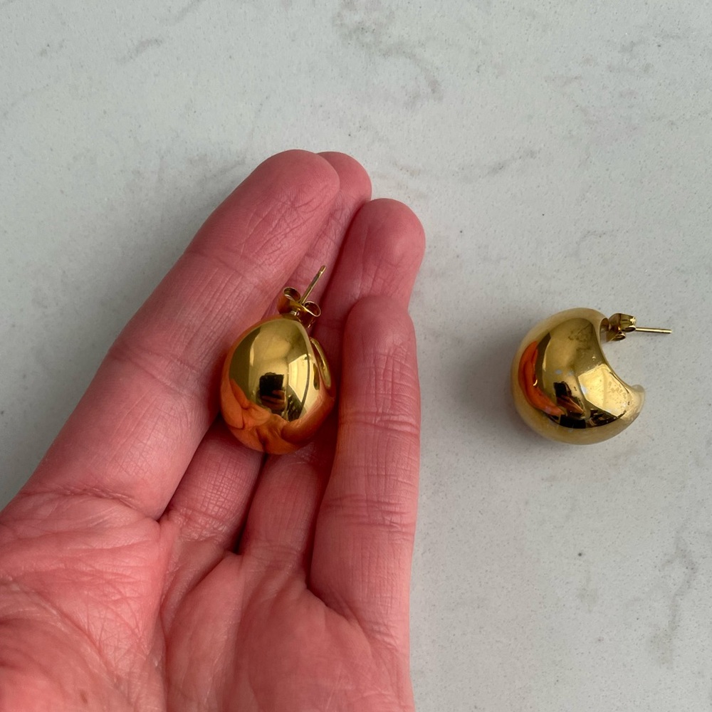 Chunky Gold Hoops - Picture 2 of 3